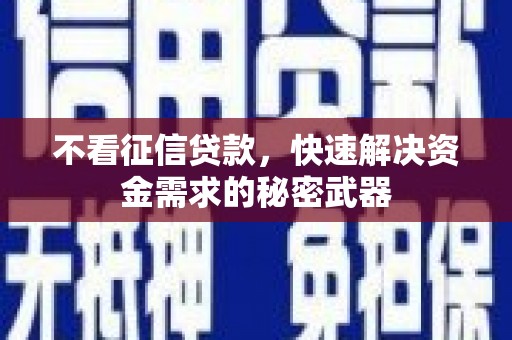 天门不看征信贷款，快速解决资金需求的秘密武器